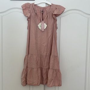 Knox Rose tierd ruffle dress flutter sleeve blush pink XS